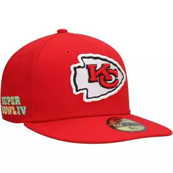 Мужская облегающая шляпа New Era Red Kansas City Chiefs Super Bowl IV Citrus Pop 59FIFTY