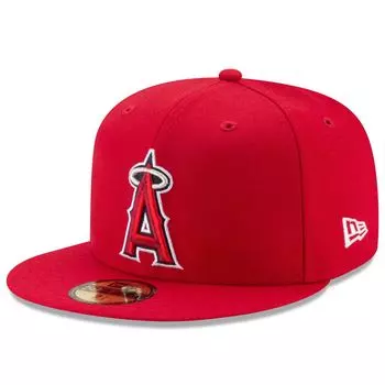 Мужская облегающая шляпа New Era Red Los Angeles Angels Game Authentic Collection On-Field 59FIFTY
