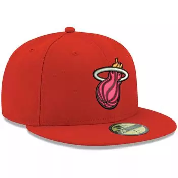 Мужская облегающая шляпа New Era Red Miami Heat Official Team Color 59FIFTY