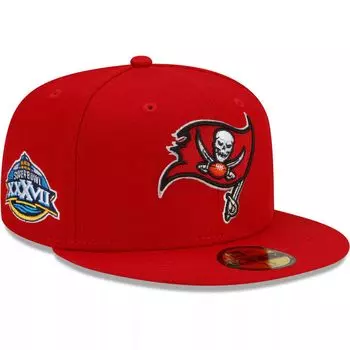 Мужская облегающая шляпа New Era Red Tampa Bay Buccaneers Patch Up Super Bowl XXXVII 59FIFTY