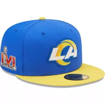 Мужская облегающая шляпа New Era Royal/Gold Los Angeles Rams Super Bowl LVI Letterman 59FIFTY