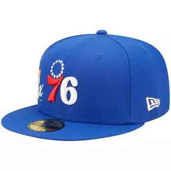 Мужская облегающая шляпа New Era Royal Philadelphia 76ers с 3 коронами финалистов НБА 59FIFTY