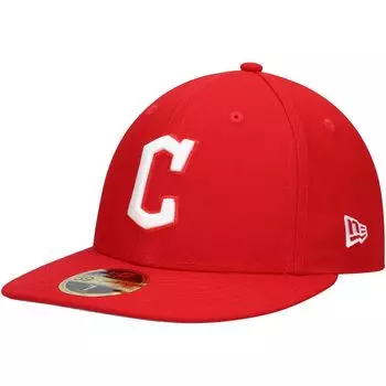 Мужская облегающая шляпа New Era Scarlet Cleveland Guardians Low Profile 59FIFTY