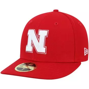 Мужская облегающая шляпа New Era Scarlet Nebraska Huskers с низким профилем 59FIFTY