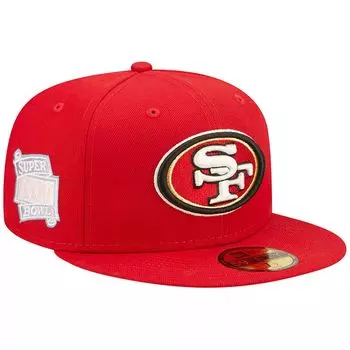 Мужская облегающая шляпа New Era Scarlet San Francisco 49ers Super Bowl XXIV Purple Pop 59FIFTY