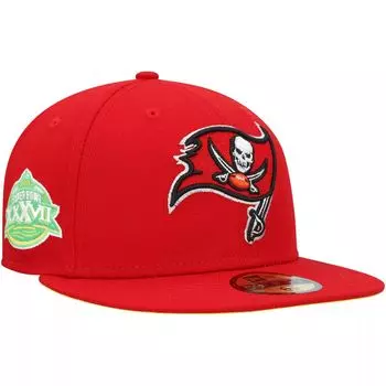 Мужская облегающая шляпа New Era Scarlet Tampa Bay Buccaneers Super Bowl XXXVII Citrus Pop 59FIFTY