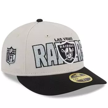 Мужская облегающая шляпа New Era Stone/Black Las Vegas Raiders 2023 NFL Draft Low Profile 59FIFTY