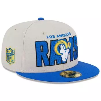 Мужская облегающая шляпа New Era Stone/Royal Los Angeles Rams 2023 NFL Draft On Stage 59FIFTY
