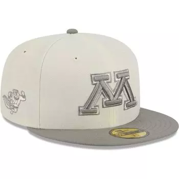 Мужская облегающая шляпа New Era Stone/серый Minnesota Golden Gophers Chrome & Concrete 59FIFTY
