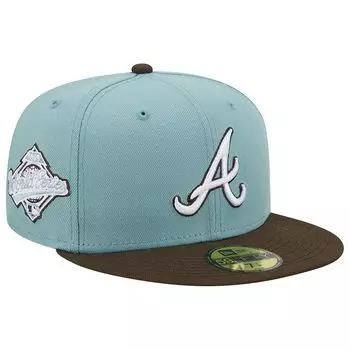Мужская облегающая шляпа New Era светло-синяя/коричневая Atlanta Braves Beach Kiss 59FIFTY