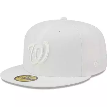 Мужская облегающая шляпа New Era Washington Nationals White on White 59FIFTY