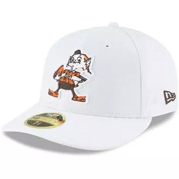 Мужская облегающая шляпа New Era White Cleveland Browns Throwback Logo Omaha Low Profile 59FIFTY
