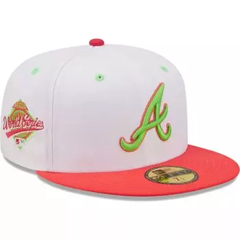 Мужская облегающая шляпа New Era White/Coral Atlanta Braves 1995 World Series Strawberry Lolli 59FIFTY