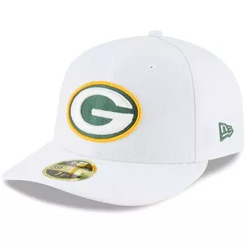 Мужская облегающая шляпа New Era White Green Bay Packers Omaha Low Profile 59FIFTY