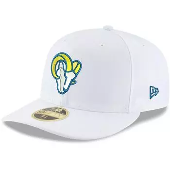 Мужская облегающая шляпа New Era White Los Angeles Rams с альтернативным логотипом Omaha Low Profile 59FIFTY