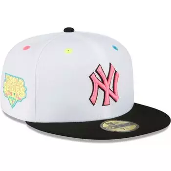 Мужская облегающая шляпа New Era White New York Yankees Neon Eye 59FIFTY