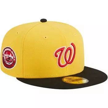 Мужская облегающая шляпа New Era желтого/черного цвета Washington Nationals с грилем 59FIFTY