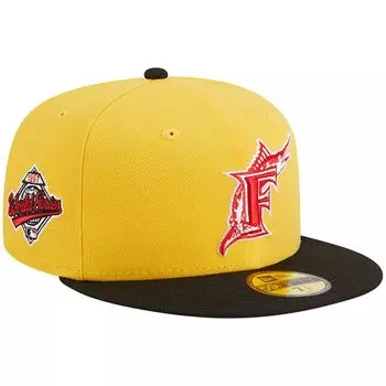 Мужская облегающая шляпа New Era желтого/черного цвета Florida Marlins Grilled 59FIFTY