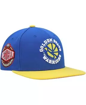 Мужская облегающая шляпа Royal Golden State Warriors Hardwood Classics Coast to Coast Mitchell & Ness