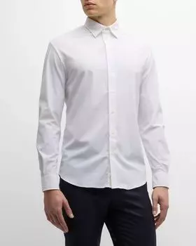 Мужская облегающая спортивная рубашка из нейлона стрейч Emporio Armani, цвет White