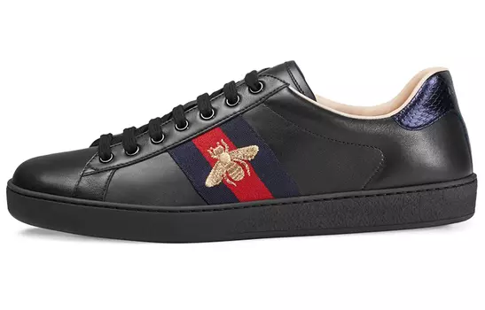 Кроссовки GUCCI Ace Embroidered Sneakers Black Bee