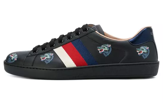 Кроссовки GUCCI Ace Skateboard Shoes Men Low-Top Black