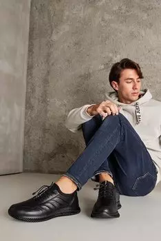 Мужская обувь из натуральной кожи 131423Z58 Черный Ziya Ayakkab