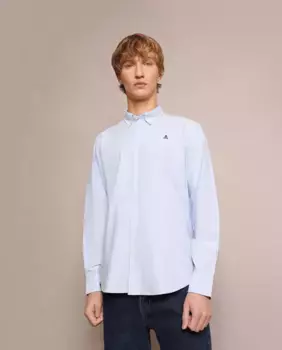 Мужская обычная однотонная рубашка синего цвета Scalpers, голубой