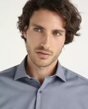 Мужская обычная однотонная синяя рубашка без железа Roy Robson, синий