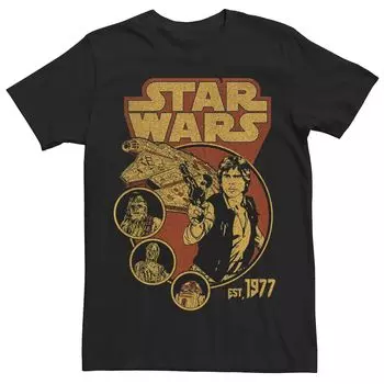 Мужская оценка Футболка с плакатом и коллажем с персонажами 1977 года Star Wars