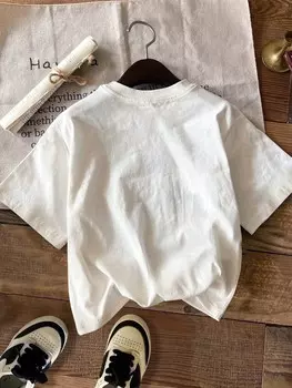 Мужская одежда Rebel Game, 1 шт., забавная вязаная повседневная футболка Y2K для Хэллоуина, винтажная футболка с рисунком автомобиля Manfinity, белый