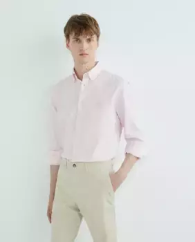 Мужская однотонная базовая рубашка-оксфорд классического кроя FACONNABLE, розовый