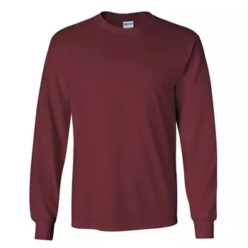 Мужская однотонная футболка Gildan из ультрахлопка с круглым вырезом и длинными рукавами Floso, цвет Maroon