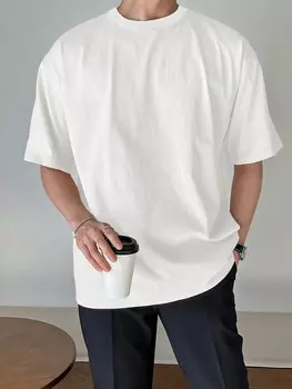 Мужская однотонная футболка из хлопка с заниженными плечами Dazy, белый