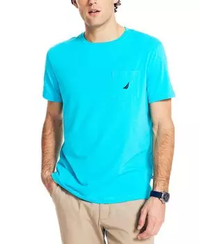 Мужская однотонная футболка классического кроя с круглым вырезом и карманами Nautica, мульти