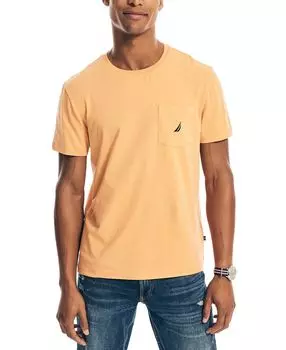 Мужская однотонная футболка классического кроя с круглым вырезом и карманами Nautica, мульти