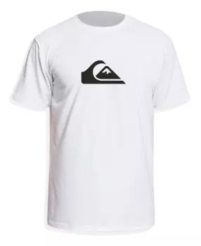 Мужская однотонная футболка rashguard с короткими рукавами и полосками Quiksilver, белый