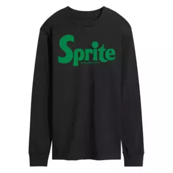 Мужская однотонная футболка с длинным рукавом и принтом Sprite Licensed Character, черный