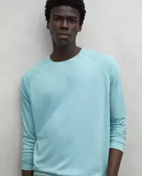 Мужская однотонная футболка с длинными рукавами и круглым вырезом Ecoalf, зеленый