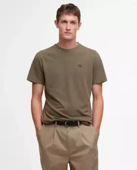 Мужская однотонная футболка с коротким рукавом Barbour, цвет Verde Militar