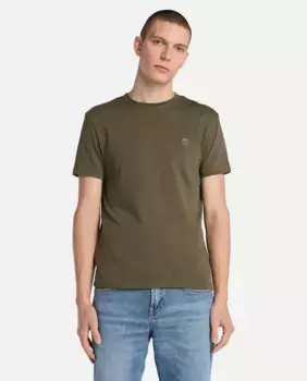 Мужская однотонная футболка с коротким рукавом, облегающего кроя Timberland, цвет Verde Militar