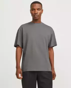 Мужская однотонная футболка с короткими рукавами и круглым вырезом Jack & Jones, серый