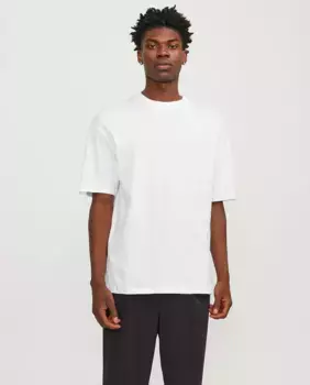 Мужская однотонная футболка с короткими рукавами и круглым вырезом Jack & Jones, белый