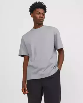 Мужская однотонная футболка с короткими рукавами Jack & Jones, светло-серый