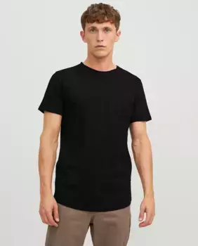 Мужская однотонная футболка с короткими рукавами Jack & Jones, чёрный