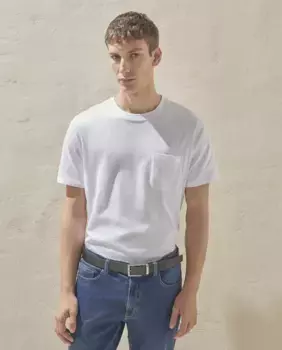 Мужская однотонная футболка с короткими рукавами, круглым вырезом и карманом Dustin, белый