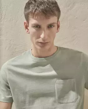 Мужская однотонная футболка с короткими рукавами, круглым вырезом и карманом Dustin, зеленый