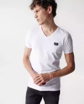 Мужская однотонная футболка с короткими рукавами Salsa Jeans, белый