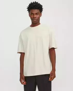 Мужская однотонная футболка с круглым вырезом и короткими рукавами Jack & Jones, бежевый
