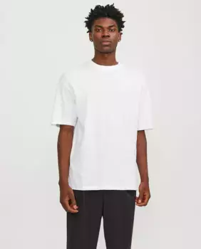 Мужская однотонная футболка с круглым вырезом и короткими рукавами Jack & Jones, белый